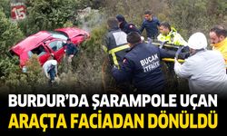 Burdur'da şarampole uçan araçta faciadan dönüldü