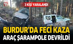 Burdur'da araç şarampole devrildi: 3 yaralı