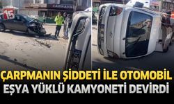 Çarpmanın Şiddeti İle Otomobil Kamyoneti Devirdi
