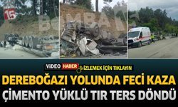 Dereboğazı Yolunda Feci Kaza Çimento Yüklü TIR Devrildi