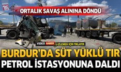 Süt Yüklü Tır Petrol İstasyonuna Daldı: 1 Yaralı