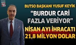 Nisan Ayı İhracatı 21,8 Milyon Dolar: BUTSO Başkanı Yusuf Keyik "Burdur Cari Fazla Veriyor"