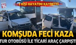 Komşu'da Tur Otobüsü ile Hafif Ticari Araç Çarpıştı: 1 Ölü