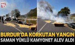 Burdur-Antalya Karayolu'nda Korkutan Yangın: Saman Yüklü Kamyonet Alev Aldı