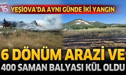 Yeşilova'da Aynı Günde İki Yangın: 6 Dönüm Arazi ve 400 Saman Balyası Zarar Gördü