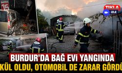 Burdur'da çıkan yangında bağevi küle dönerken, araç hasar gördü
