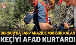 Burdur’da Sarp Arazide Mahsur Kalan Keçiyi AFAD Kurtardı