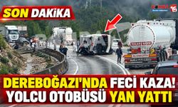 Dereboğazı’nda Feci Kaza! Yolcu Otobüsü Yan Yattı
