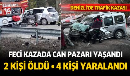 Denizli'de trafik kazası. 2 kişi öldü, 4 kişi yaralandı
