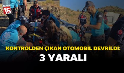 Kontrolden Çıkan Otomobil Devrildi: 3 Yaralı