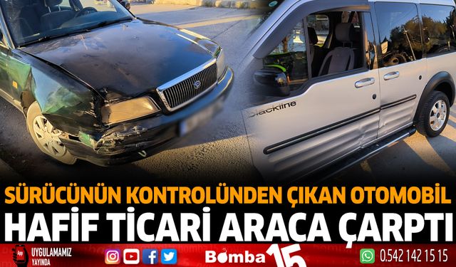 Sürücünün Kontrolünden Çıkan Otomobil Hafif Ticari Araca Çarptı