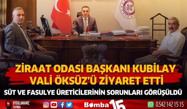 Burdur Ziraat Odası Başkan Kemal Kubilay'dan Vali Öksüz'e ziyaret