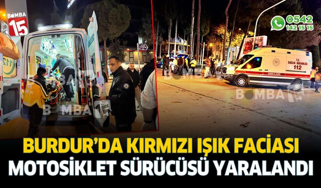 Bucak'ta kırmızı ışığa uymayan motosiklet sürücüsü trafik kazasında yaralandı