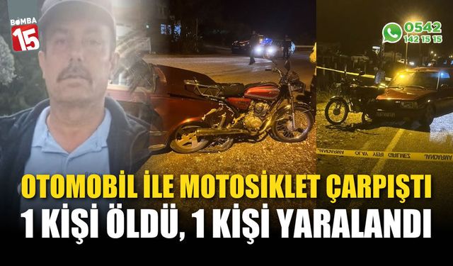 Otomobil ile motosiklet çarpıştı