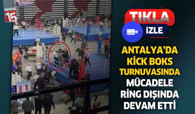 Antalya'da ringte başlayan kick boks karşılaşması dışarda devam etti