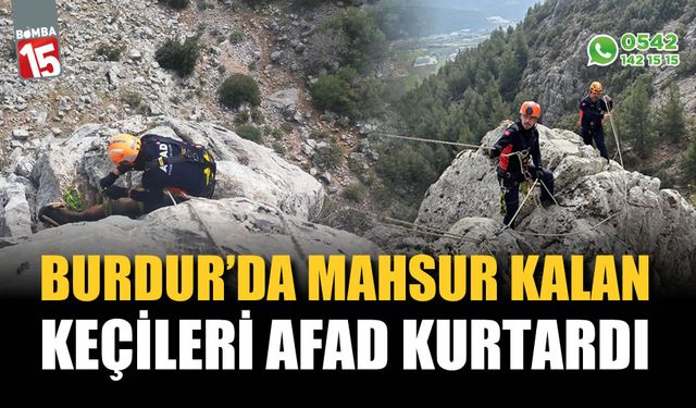 Burdur'da mahsur kalan keçileri AFAD ekipleri kurtardı