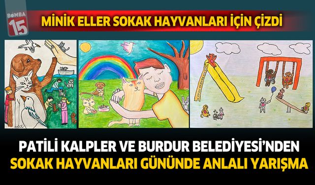 Patili Kalpler ve Burdur Belediyesinden resim yarışması. Minikeller sokak hayvanları için çizdi.