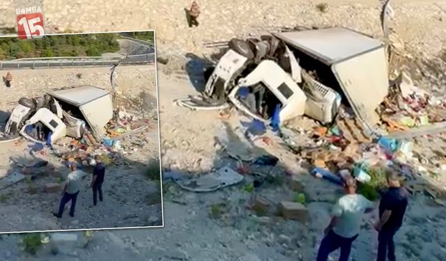 Antalya'da kamyon şarampole uçtu. 1 ağır yaralı