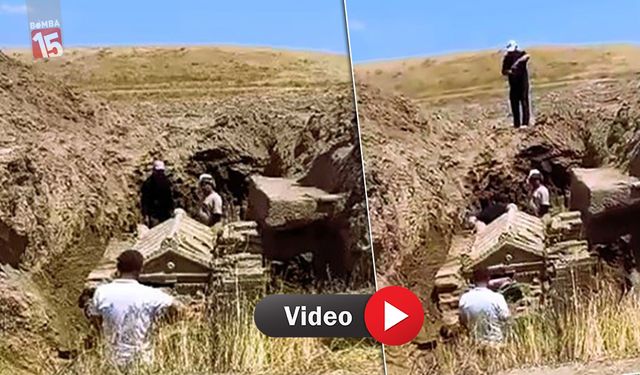 Komşuda ilginç olay. Kazarak buldukları lahiti bırakıp kaçtılar