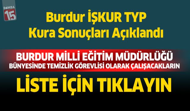 Burdur’da İŞKUR TYP Kura Sonuçları Açıklandı