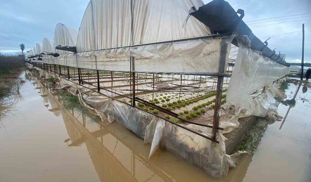 Antalya'da sağanak yağmur Aksu'da su baskınlarına sebep oldu