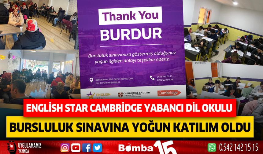 Burdur’da English Star Cambridge Yabancı Dil Okulu, Bursluluk Sınavına Yoğun Katılım Oldu