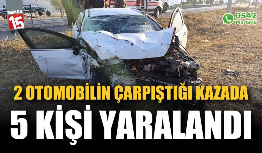 2 otomobilin çarpıştığı kazada 5 kişi yaralandı