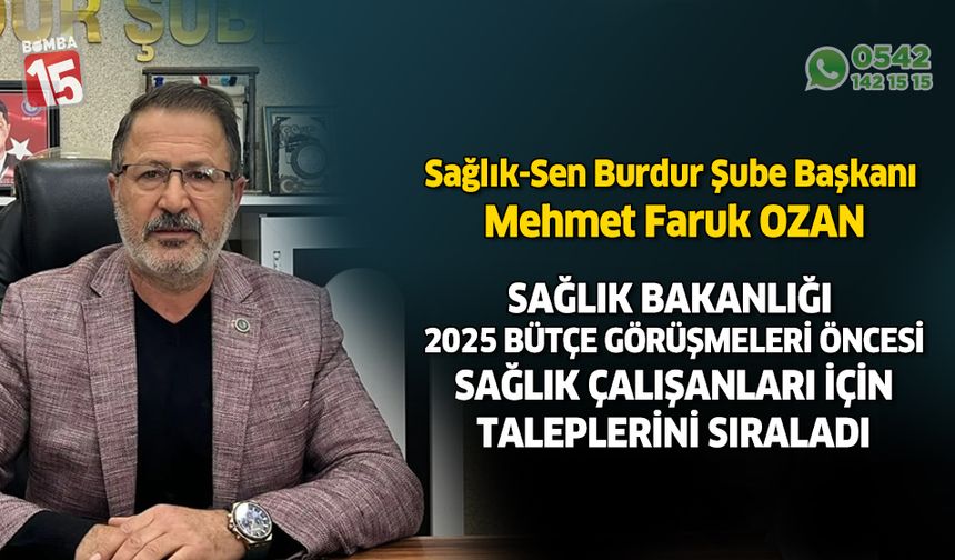 Sağlık-Sen Burdur Şube Başkanı Mehmet Faruk Ozan basın açıklaması