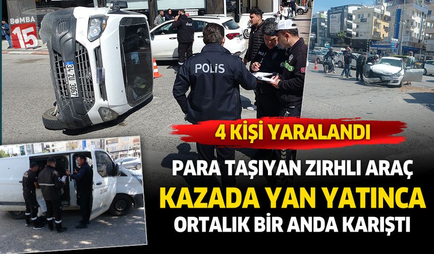 Antalya'da para yüklü araç kaza yapınca ortalık bir anda karıştı