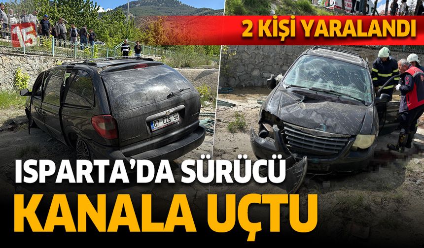 Isparta'da trafik kazası. Araç kanala uçtu
