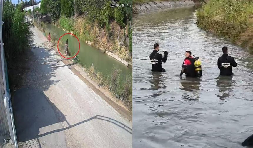 Küçük çocuğun kanala düştüğü anların güvenlik kamera görüntüleri çıktı