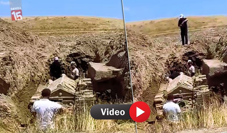 Komşuda ilginç olay. Kazarak buldukları lahiti bırakıp kaçtılar