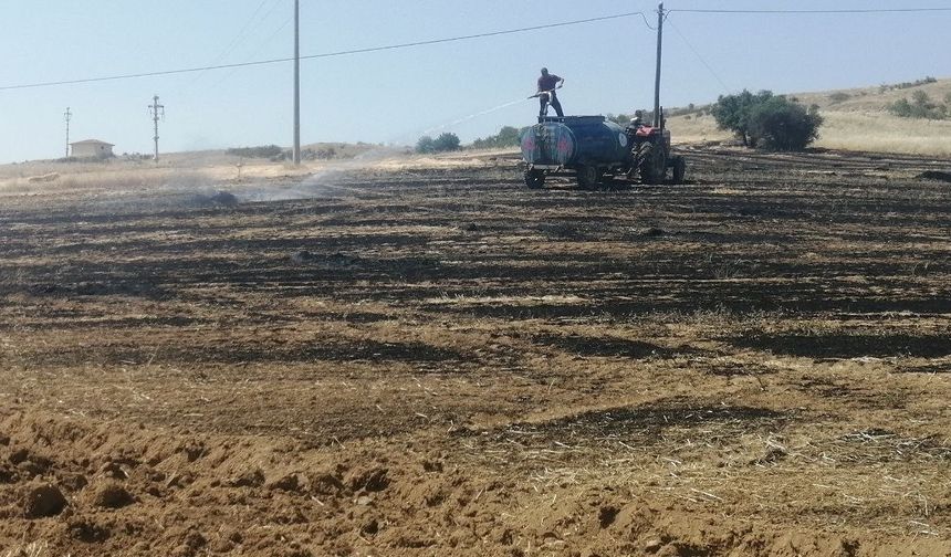 Isparta'da 30 dönüm tarla yanarak kül oldu