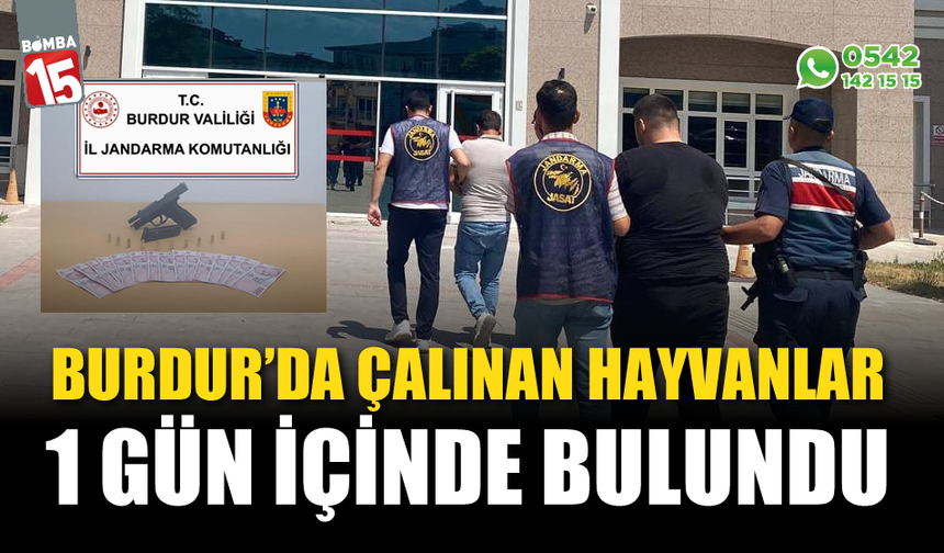 Burdur'da çalınan hayvanlar 1 gün içinde bulundu