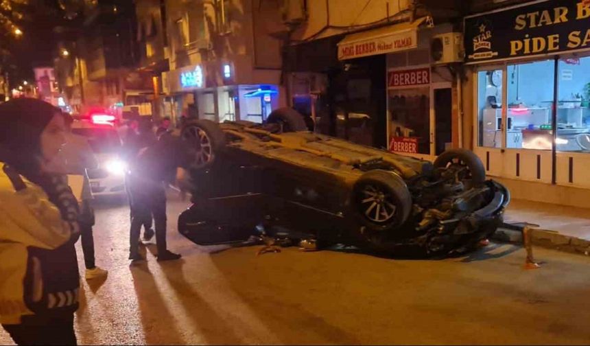 Takla atan otomobilde şans eseri ölen ya da yaralanan olmadı