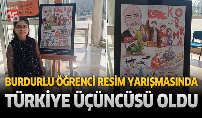Burdurlu Öğrenci Resim Yarışmasında Türkiye Üçüncüsü Oldu