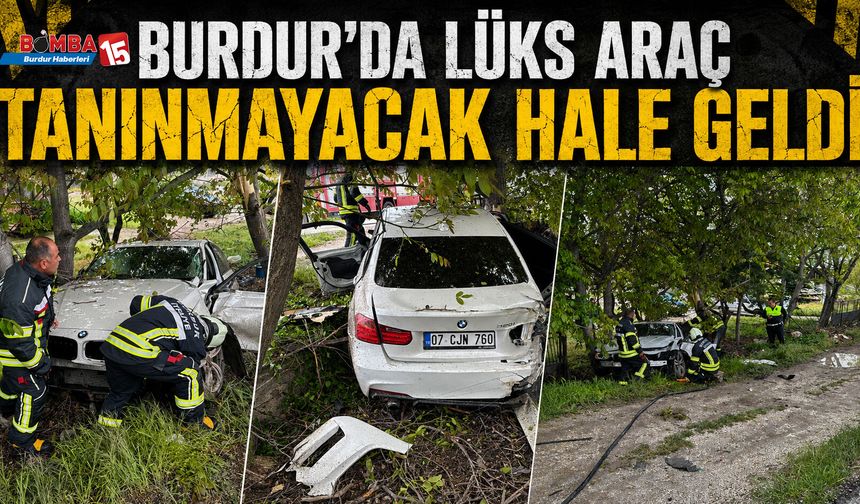 Burdur'da lüks araç şarampole uçtu.