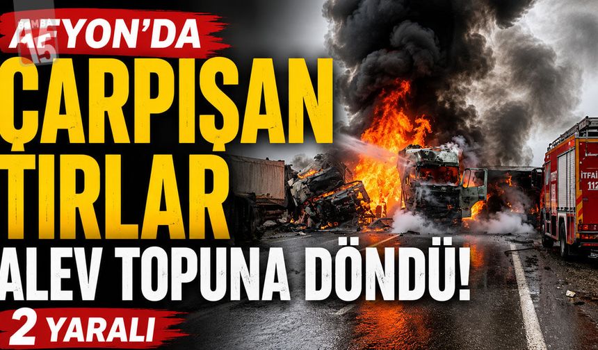 Afyon’da Çarpışan Tırlar Alev Topuna Döndü: 2 Yaralı