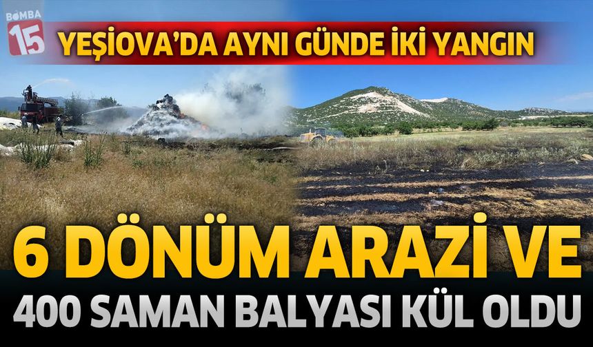 Yeşilova'da Aynı Günde İki Yangın: 6 Dönüm Arazi ve 400 Saman Balyası Zarar Gördü