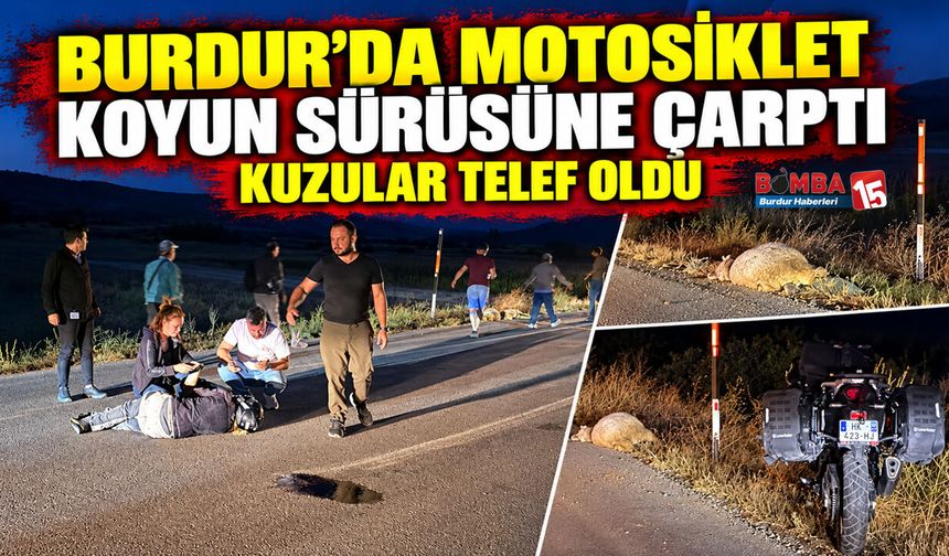 Burdur’da Motosiklet Koyun Sürüsüne Çarptı: Kuzular Telef Oldu