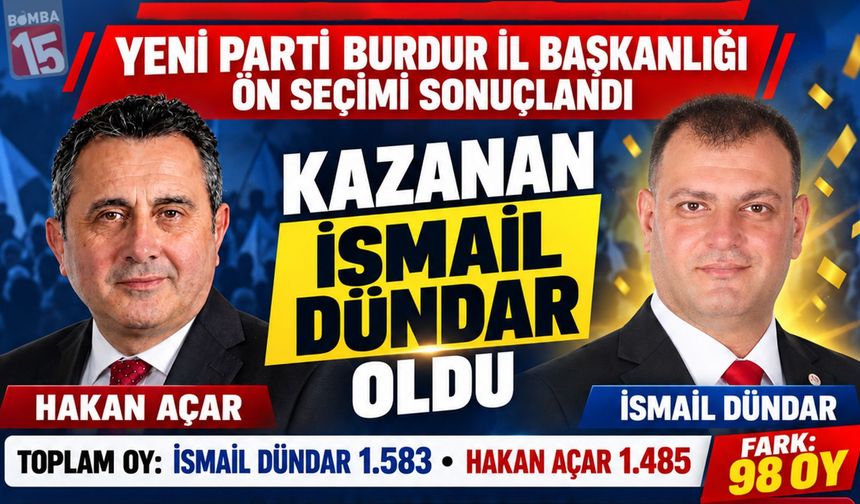 Burdur Yeni Parti İl Başkanlığı ön seçimini İsmail Dündar kazandı.