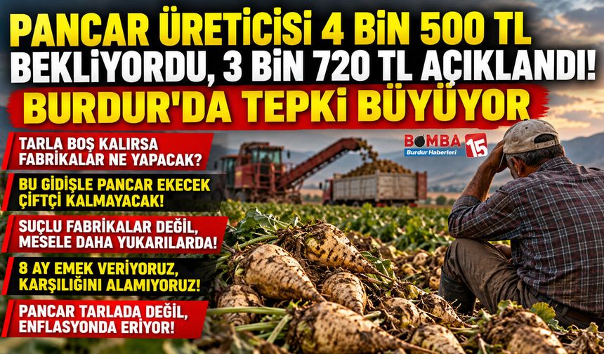 Pancar Üreticisi 4 Bin 500 TL Bekliyordu, 3 Bin 720 TL Açıklandı! Burdur'da Tepki Büyüyor