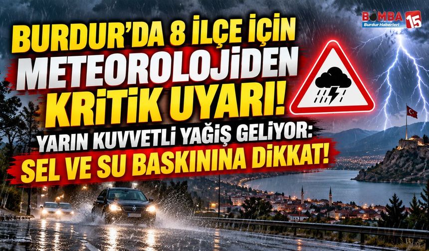 Burdur’da 8 İlçe İçin Meteoroloji’den Kritik Uyarı! Yarın Kuvvetli Yağış Geliyor: Sel ve Su Baskınına Dikkat!